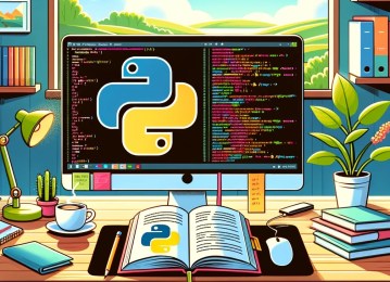 Apprendre Python : unb ordinateur de bureau avec un livre pour apprendre à coder en Python